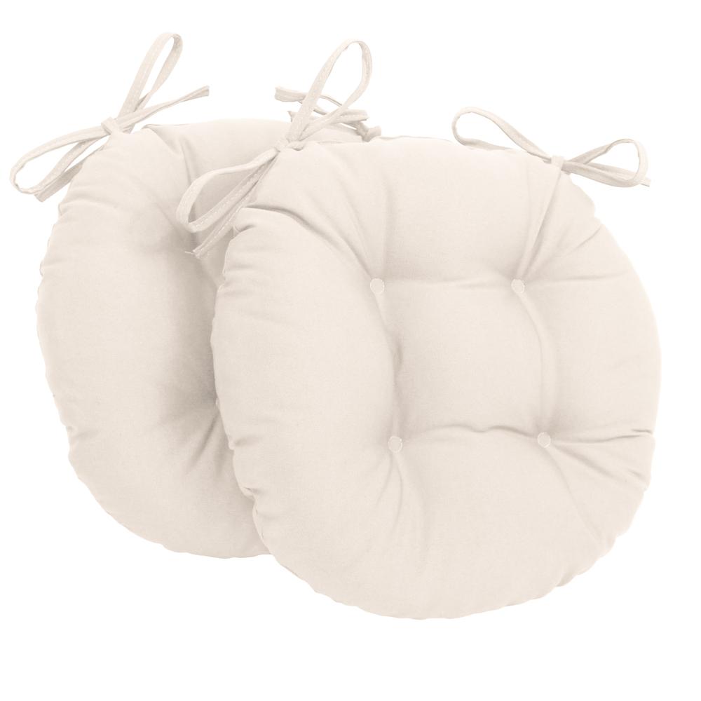 16-inch Solid Twill Round Tufted Chair Cushions (Set of 2). Picture 1