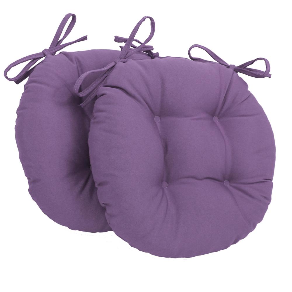 16-inch Solid Twill Round Tufted Chair Cushions (Set of 2). Picture 1