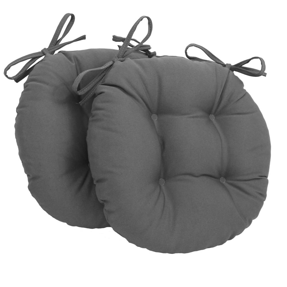 16-inch Solid Twill Round Tufted Chair Cushions (Set of 2). Picture 1