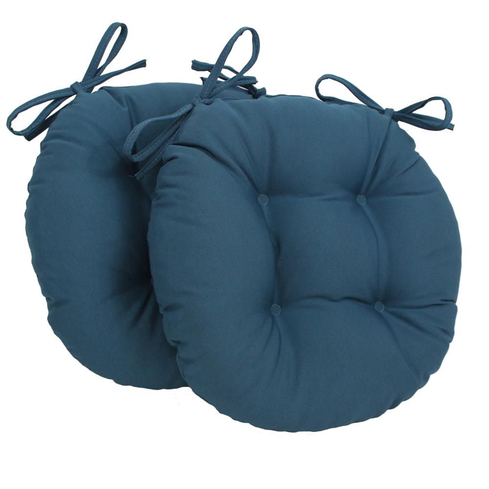 16-inch Solid Twill Round Tufted Chair Cushions (Set of 2). Picture 1