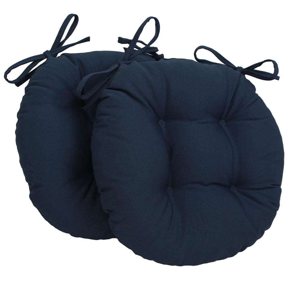 16-inch Solid Twill Round Tufted Chair Cushions (Set of 2). Picture 1