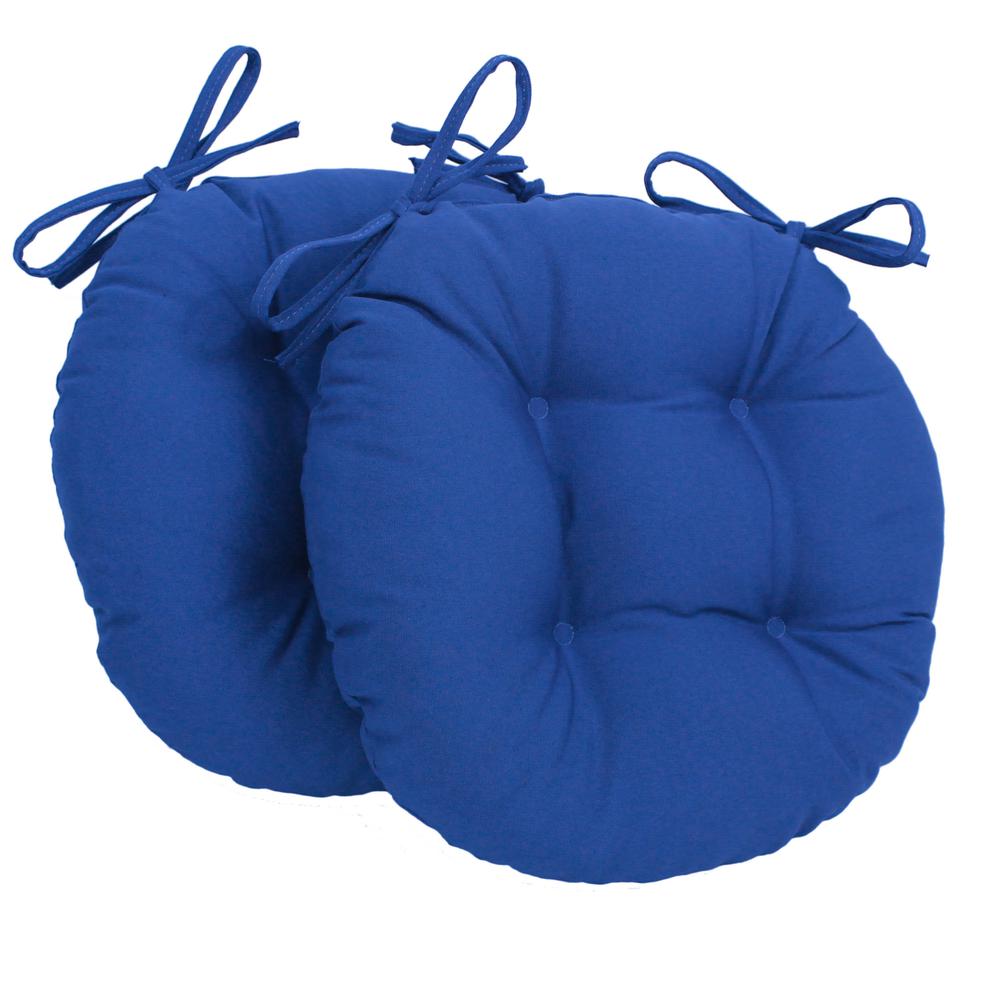 16-inch Solid Twill Round Tufted Chair Cushions (Set of 2). Picture 1