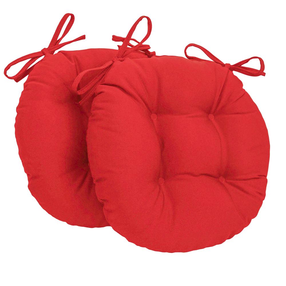 16-inch Solid Twill Round Tufted Chair Cushions (Set of 2). Picture 1