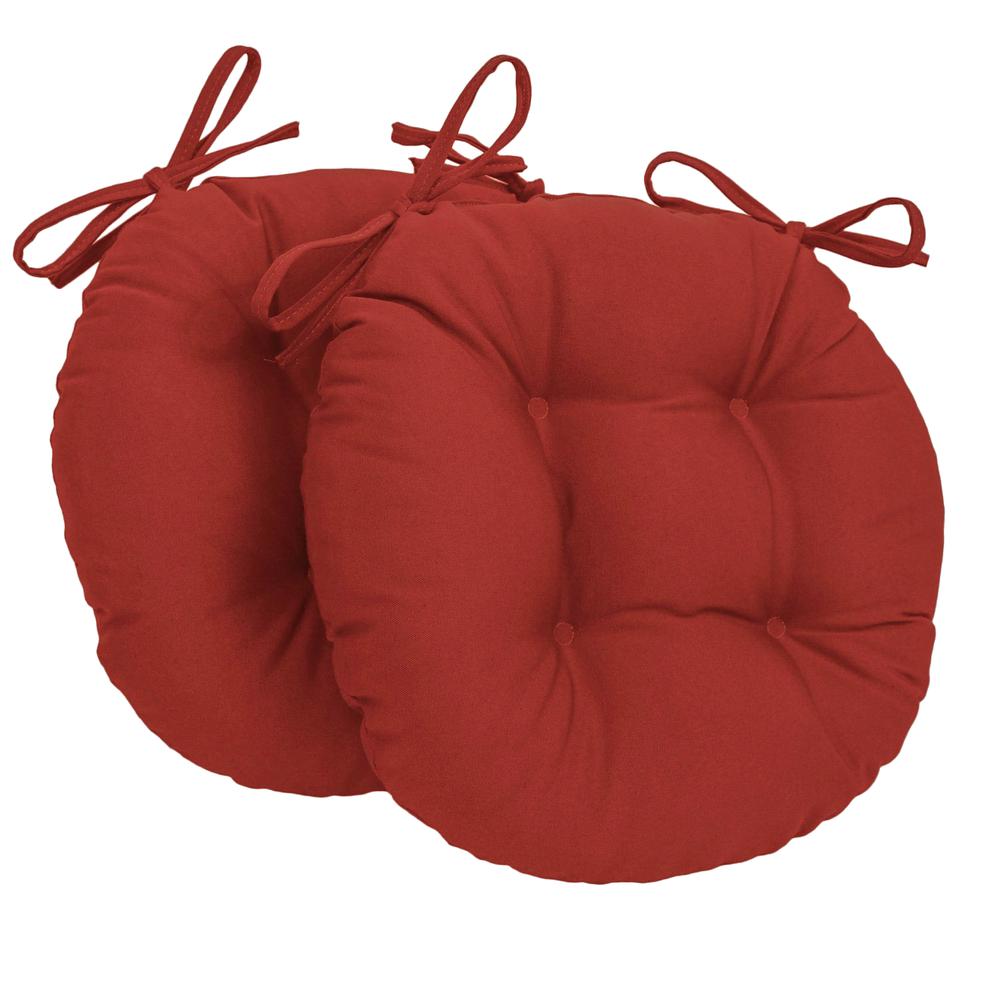16-inch Solid Twill Round Tufted Chair Cushions (Set of 2). Picture 1
