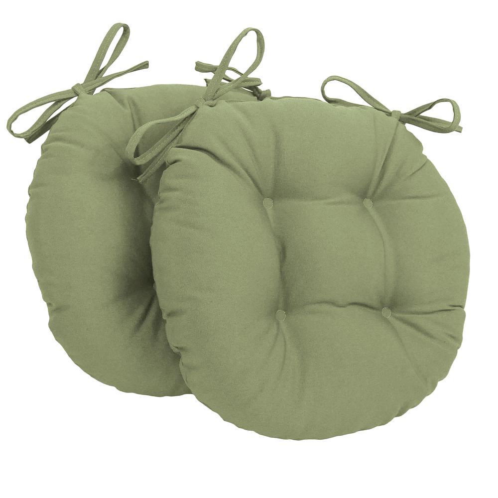 16-inch Solid Twill Round Tufted Chair Cushions (Set of 2). Picture 1