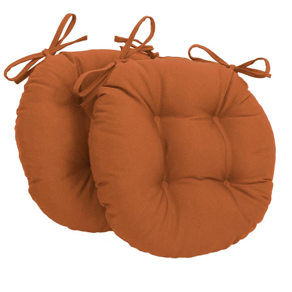 16-inch Solid Twill Round Tufted Chair Cushions (Set of 2). Picture 1
