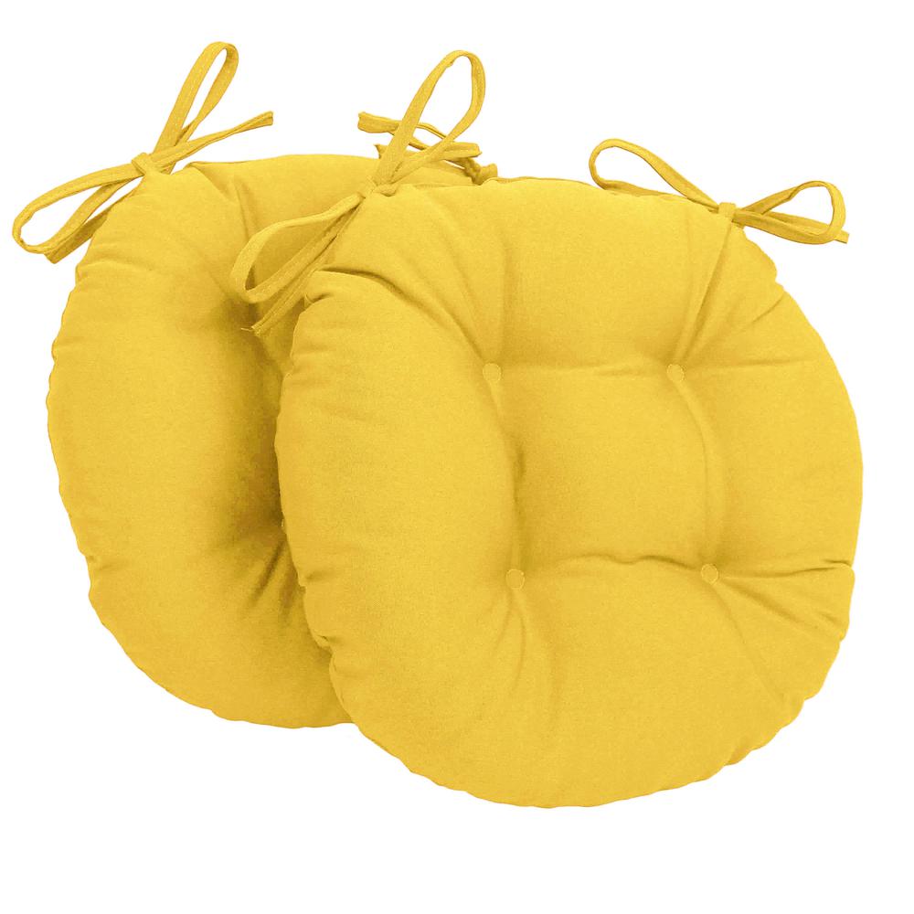 16-inch Solid Twill Round Tufted Chair Cushions (Set of 2). Picture 1
