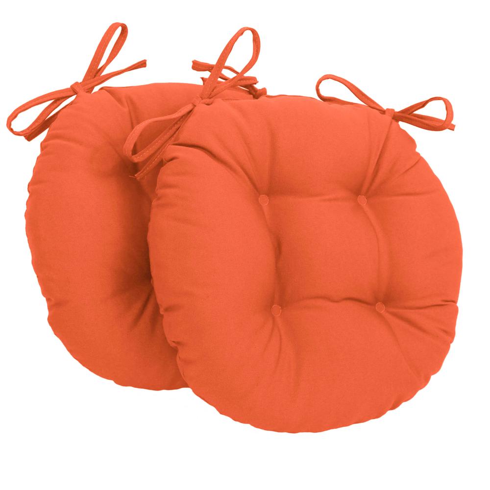 16-inch Solid Twill Round Tufted Chair Cushions (Set of 2). Picture 1