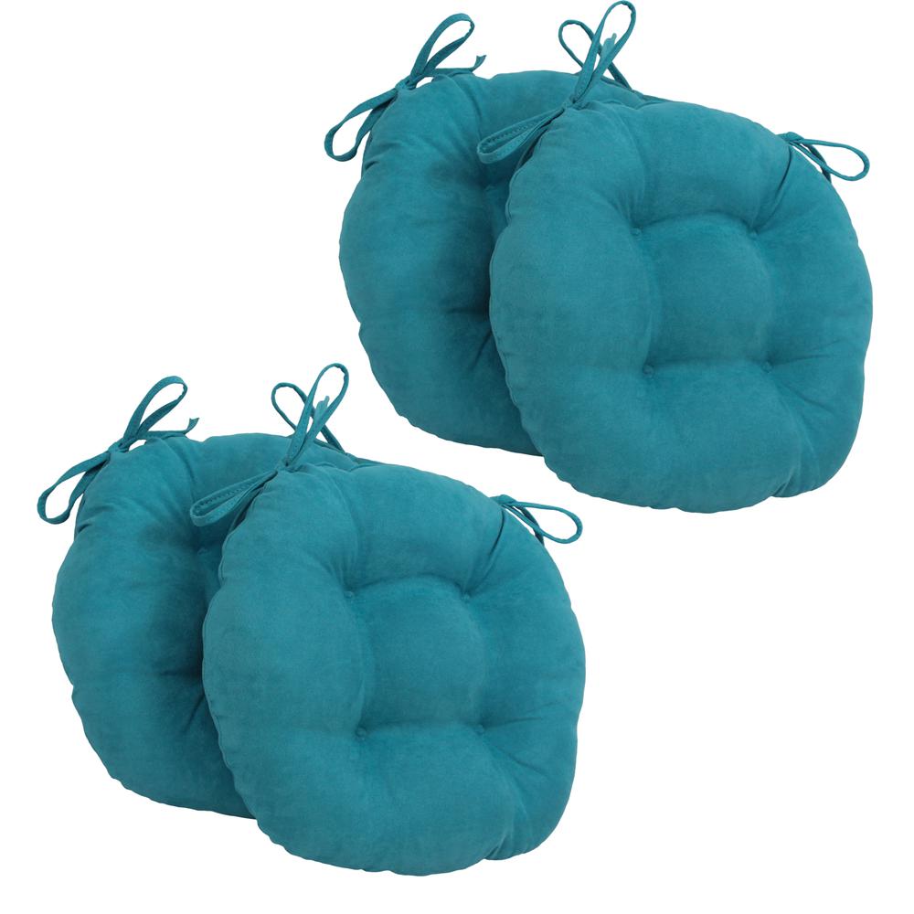 16-inch Solid Micro Suede Round Tufted Chair Cushions (Set of 4). Picture 1