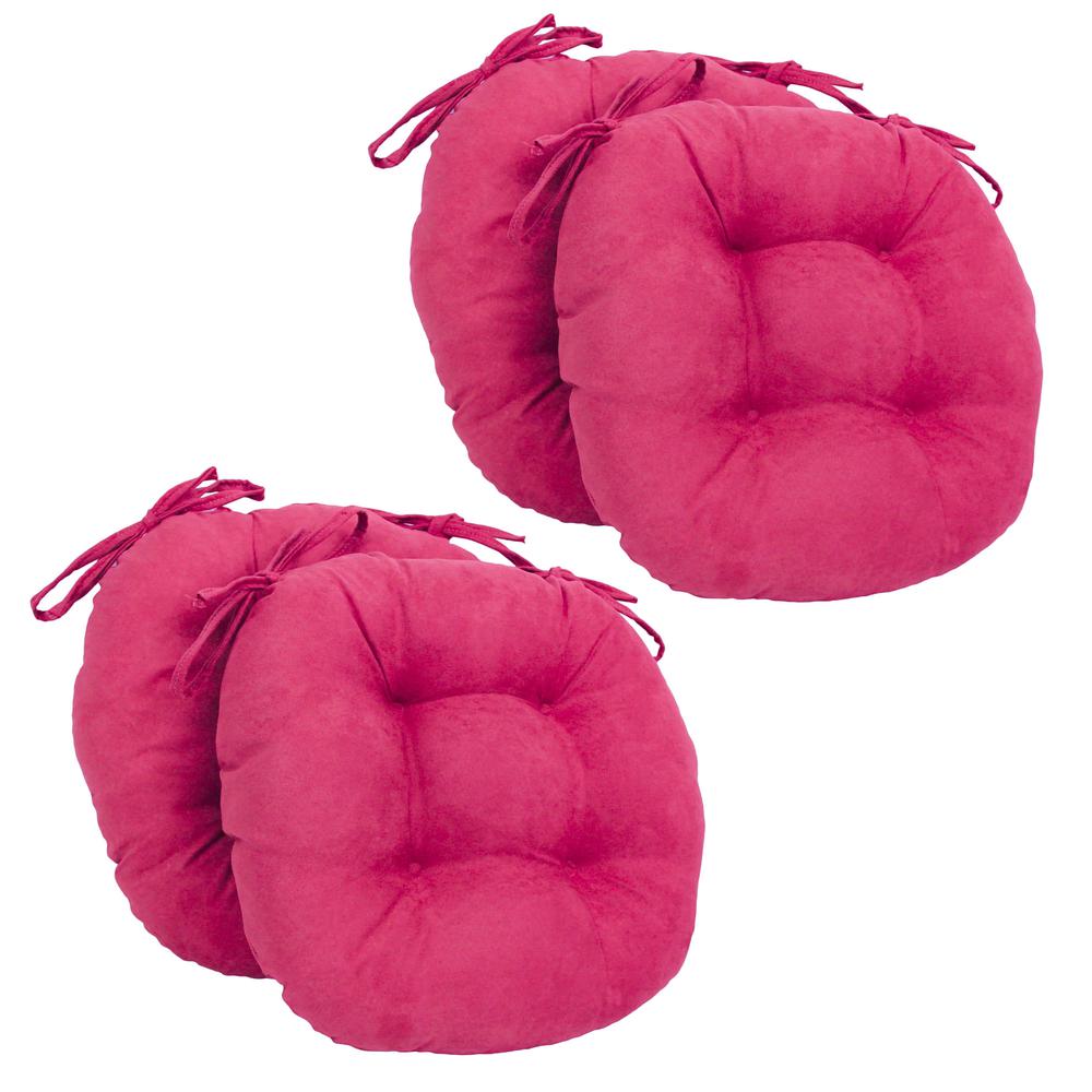 16-inch Solid Micro Suede Round Tufted Chair Cushions (Set of 4). Picture 1