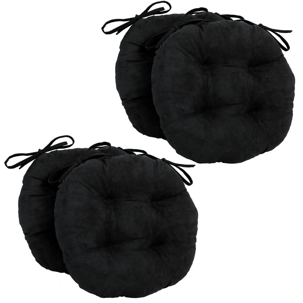 16-inch Solid Micro Suede Round Tufted Chair Cushions (Set of 4). Picture 1