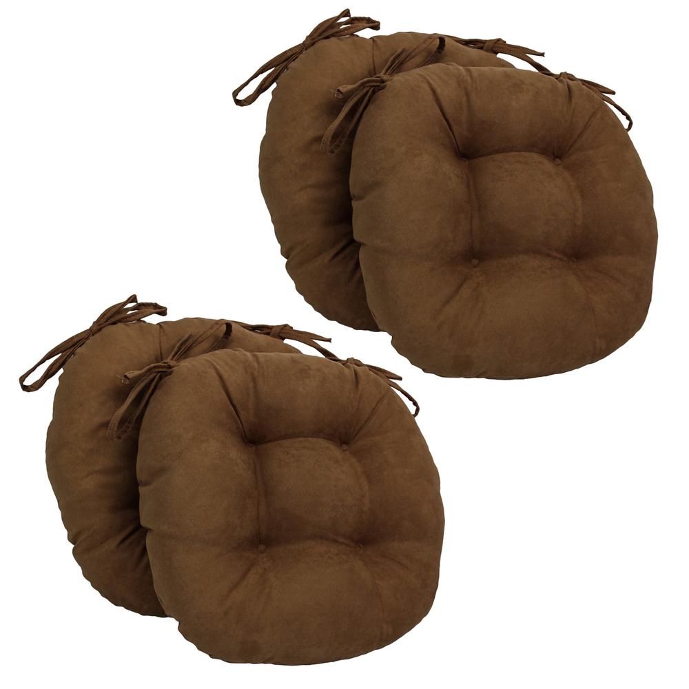 16-inch Solid Micro Suede Round Tufted Chair Cushions (Set of 4). Picture 1