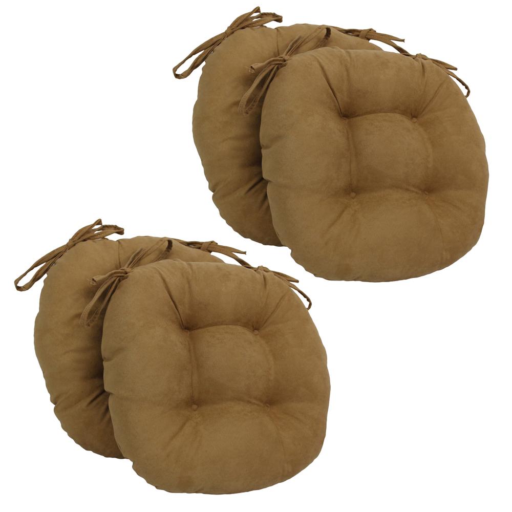16-inch Solid Micro Suede Round Tufted Chair Cushions (Set of 4). Picture 1