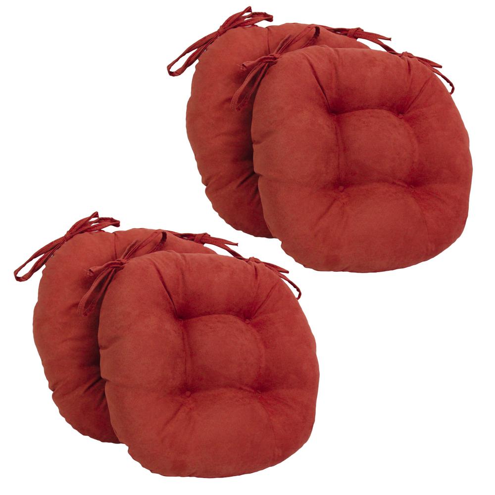 16-inch Solid Micro Suede Round Tufted Chair Cushions (Set of 4). Picture 1
