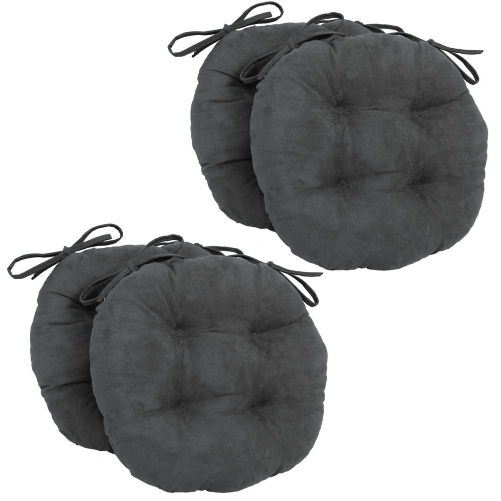 16-inch Solid Micro Suede Round Tufted Chair Cushions (Set of 4). Picture 1