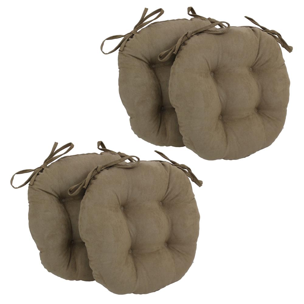 16-inch Solid Micro Suede Round Tufted Chair Cushions (Set of 4). Picture 1