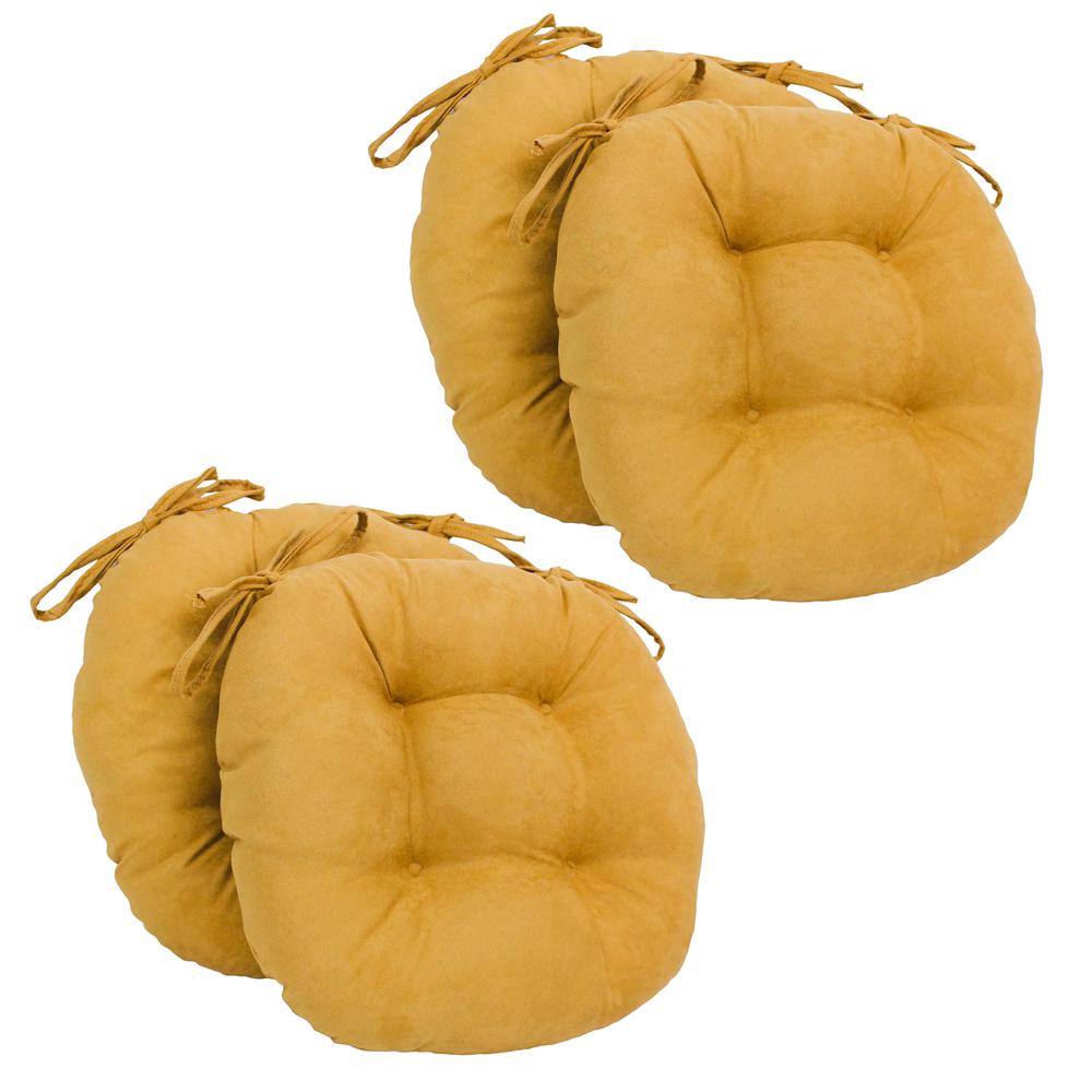 16-inch Solid Micro Suede Round Tufted Chair Cushions (Set of 4). Picture 1