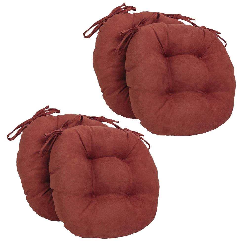 16-inch Solid Micro Suede Round Tufted Chair Cushions (Set of 4). Picture 1