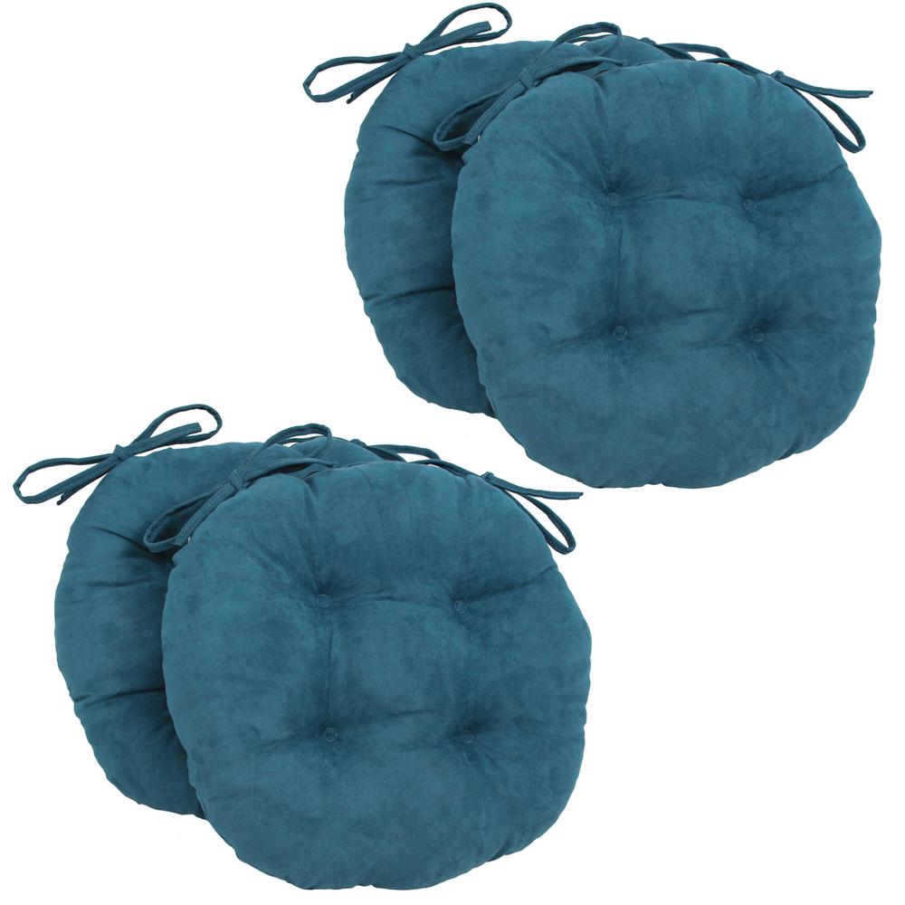 16-inch Solid Microsuede Round Tufted Chair Cushions (Set of 4) 916X16RD-T-4CH-MS-TL. Picture 1