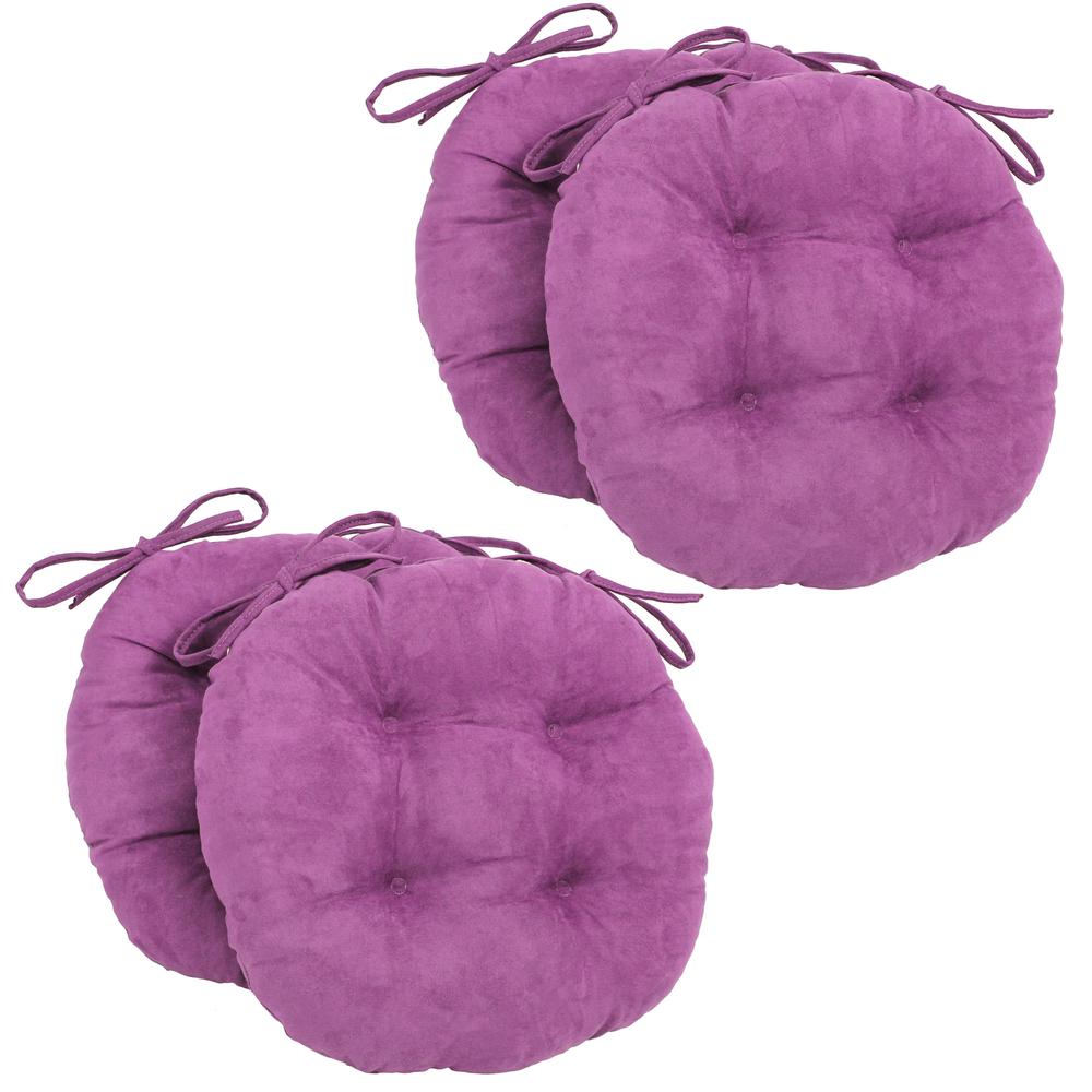 16-inch Solid Microsuede Round Tufted Chair Cushions (Set of 4) 916X16RD-T-4CH-MS-UV. Picture 1