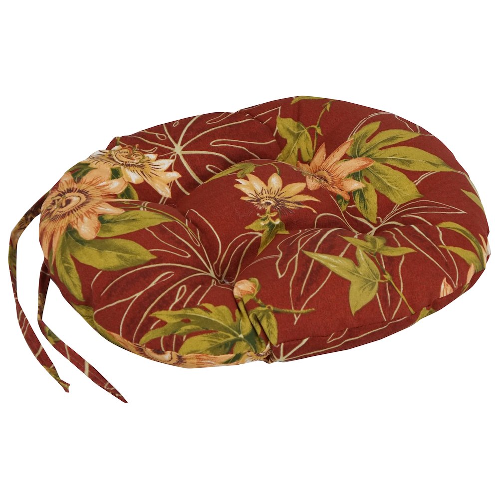16-inch Spun Polyester Patterned Outdoor Round Tufted Chair Cushions (Set of 4). Picture 3
