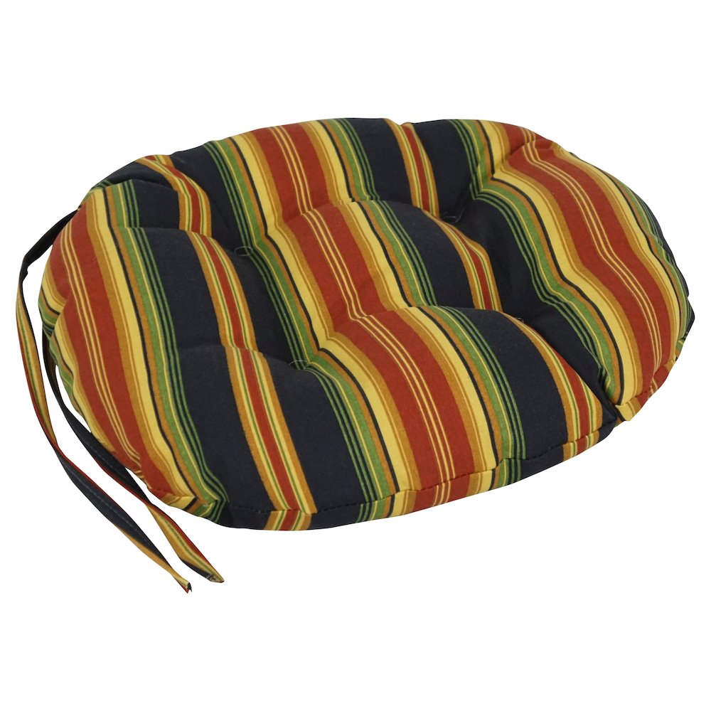 16-inch Spun Polyester Patterned Outdoor Round Tufted Chair Cushions (Set of 4). Picture 2