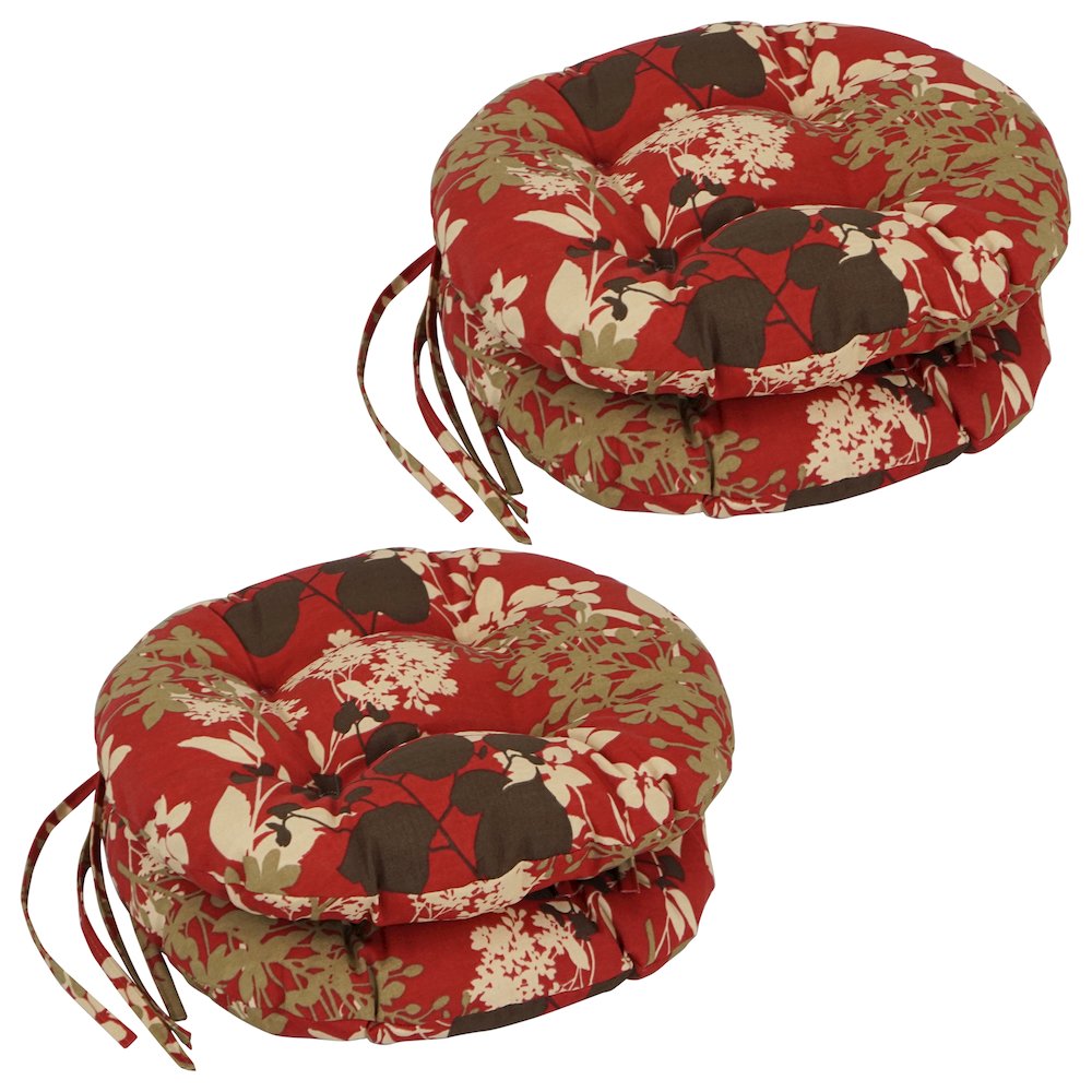 16-inch Spun Polyester Patterned Outdoor Round Tufted Chair Cushions (Set of 4). Picture 1
