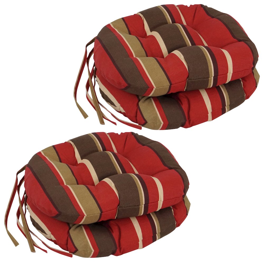 16-inch Spun Polyester Patterned Outdoor Round Tufted Chair Cushions (Set of 4). Picture 1