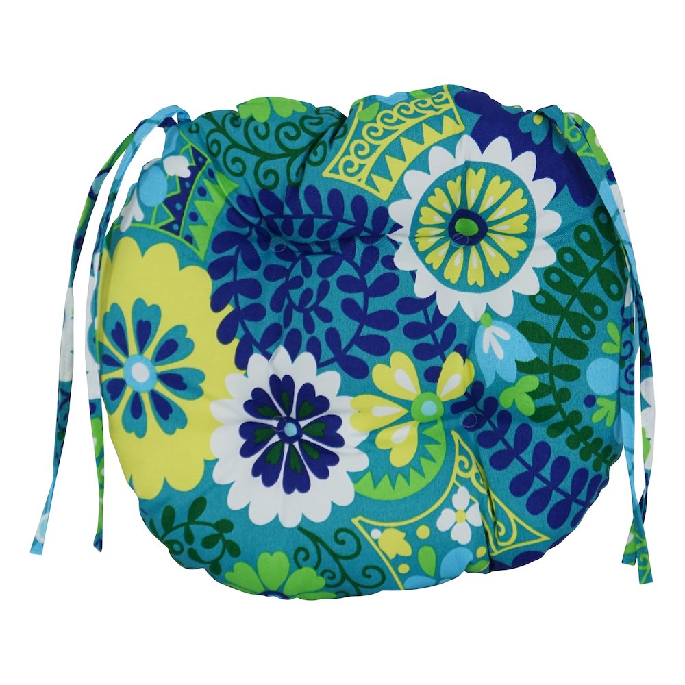 16-inch Spun Polyester Patterned Outdoor Round Tufted Chair Cushions (Set of 4). Picture 2