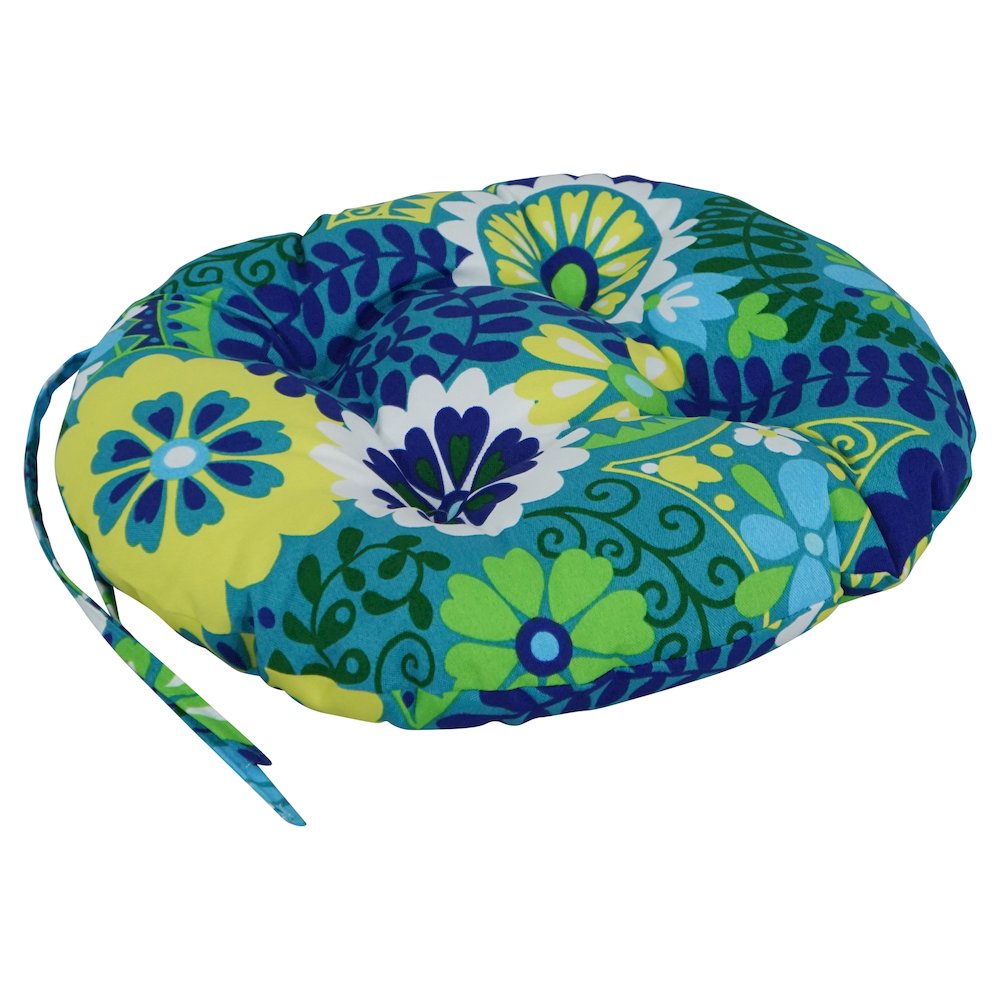 16-inch Spun Polyester Patterned Outdoor Round Tufted Chair Cushions (Set of 4). Picture 3
