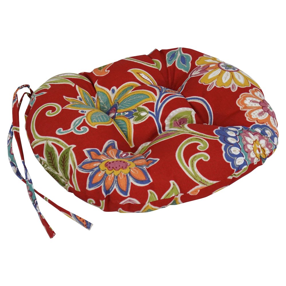 16-inch Spun Polyester Patterned Outdoor Round Tufted Chair Cushions (Set of 4). Picture 3