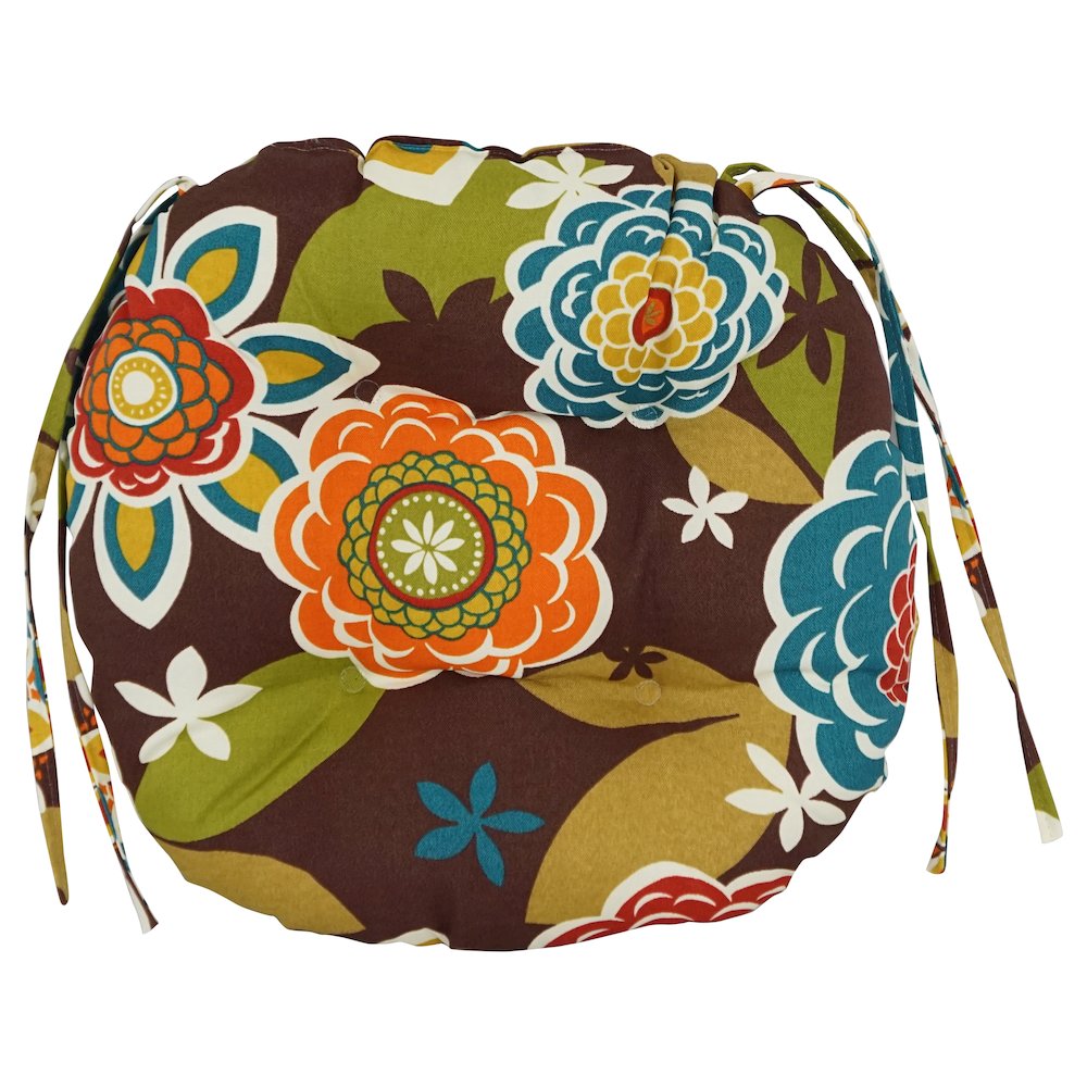 16-inch Spun Polyester Patterned Outdoor Round Tufted Chair Cushions (Set of 4). Picture 2
