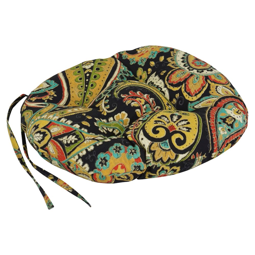 16-inch Spun Polyester Patterned Outdoor Round Tufted Chair Cushions (Set of 4). Picture 3