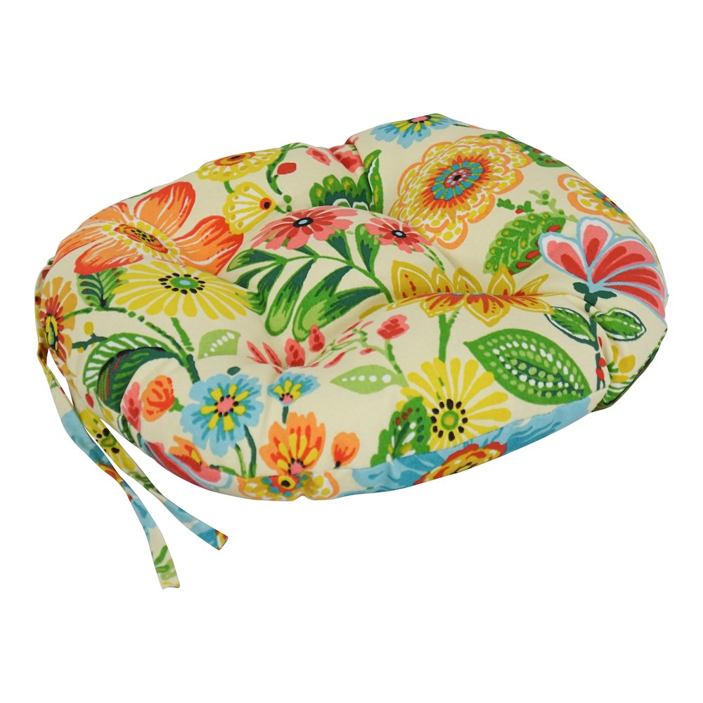 16-inch Spun Polyester Patterned Outdoor Round Tufted Chair Cushions (Set of 4). Picture 3