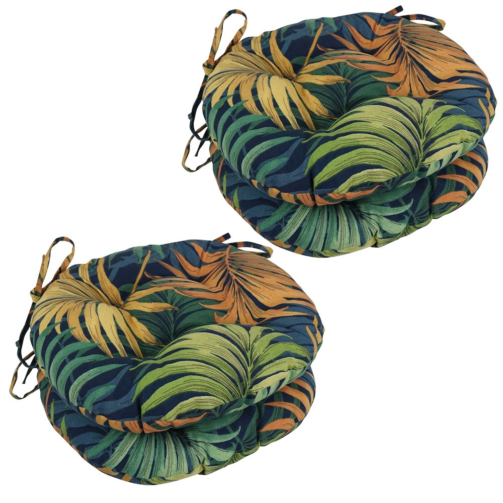 16-inch Spun Polyester Patterned Outdoor Round Tufted Chair Cushions (Set of 4). Picture 1