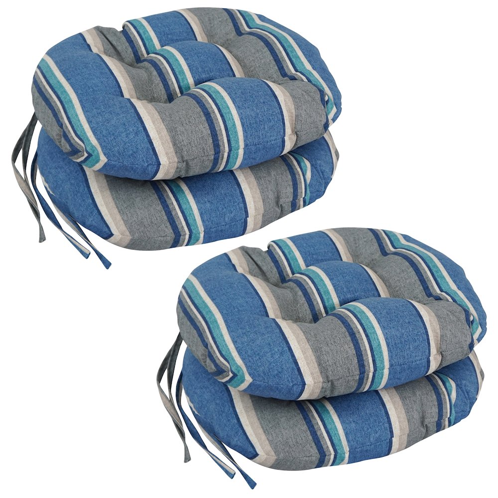 16-inch Spun Polyester Patterned Outdoor Round Tufted Chair Cushions (Set of 4). Picture 1