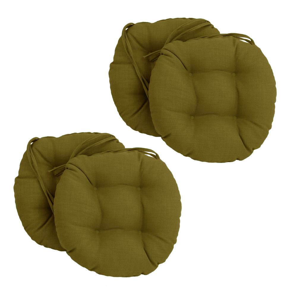 16-inch Spun Polyester Solid Outdoor Round Tufted Chair Cushion. Picture 1