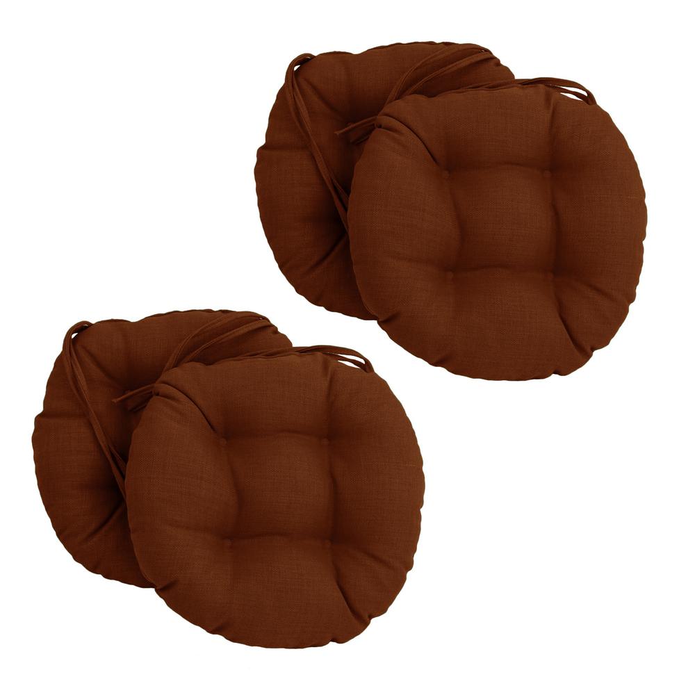 16-inch Spun Polyester Solid Outdoor Round Tufted Chair Cushion. Picture 1