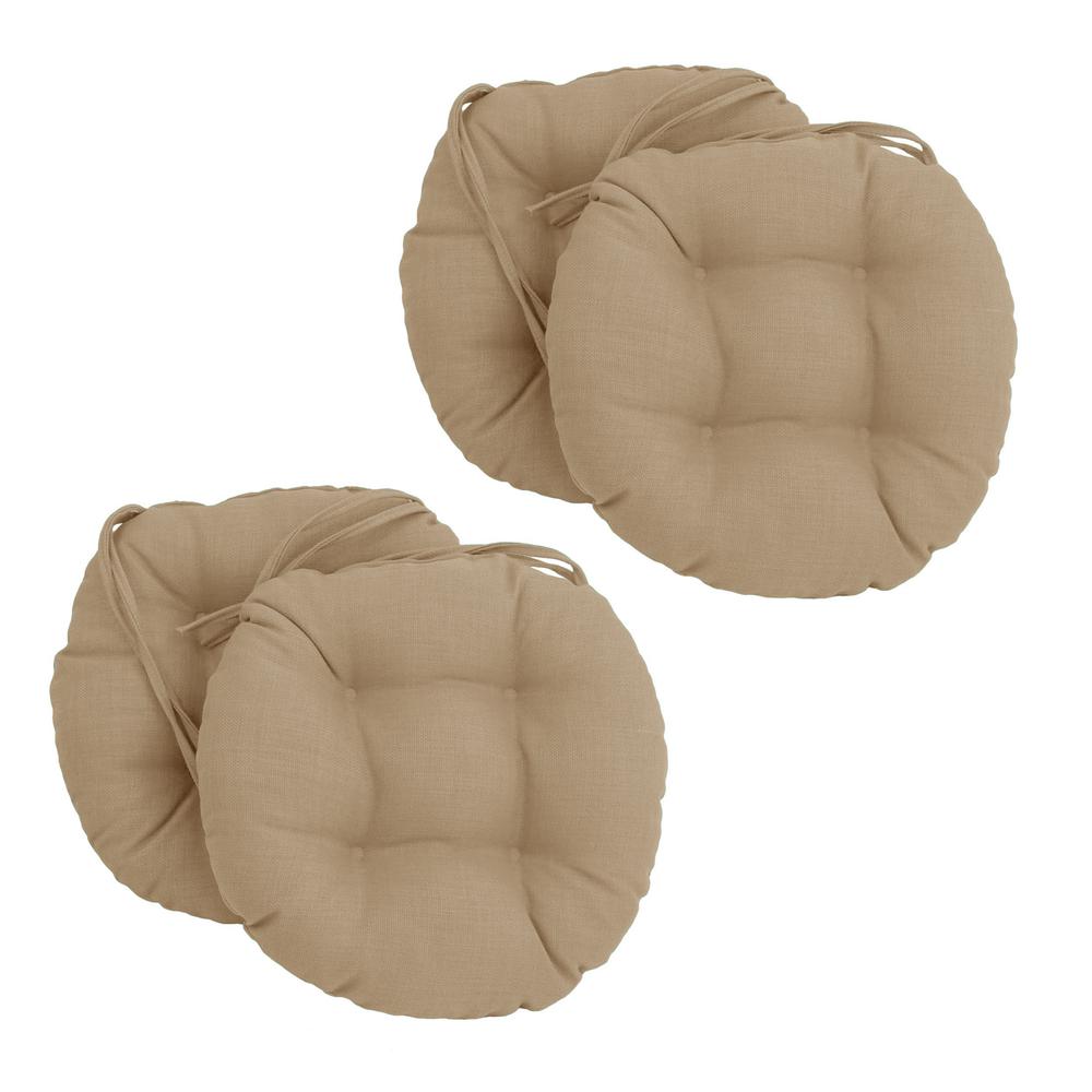 16-inch Spun Polyester Solid Outdoor Round Tufted Chair Cushion. Picture 1