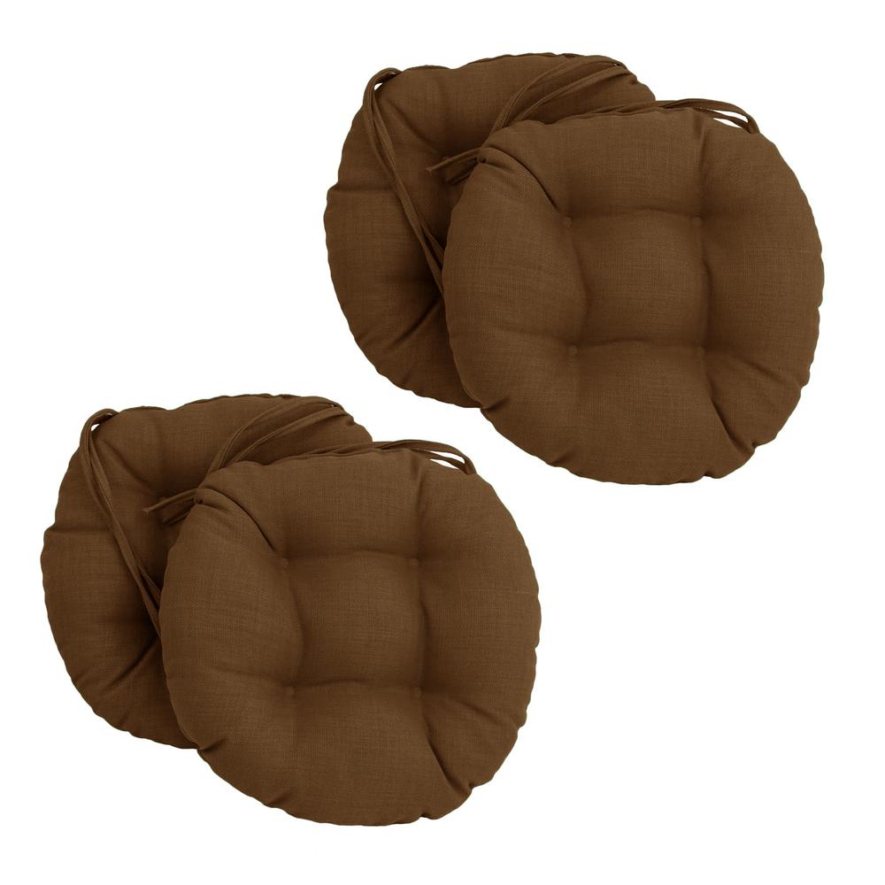 16-inch Spun Polyester Solid Outdoor Round Tufted Chair Cushion. Picture 1
