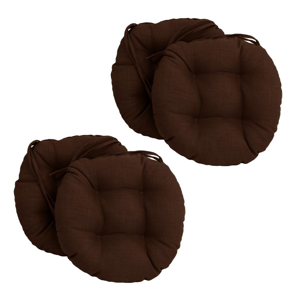 16-inch Spun Polyester Solid Outdoor Round Tufted Chair Cushion. Picture 1