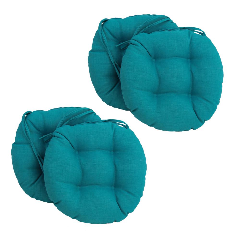 16-inch Spun Polyester Solid Outdoor Round Tufted Chair Cushions (Set of 4). Picture 1