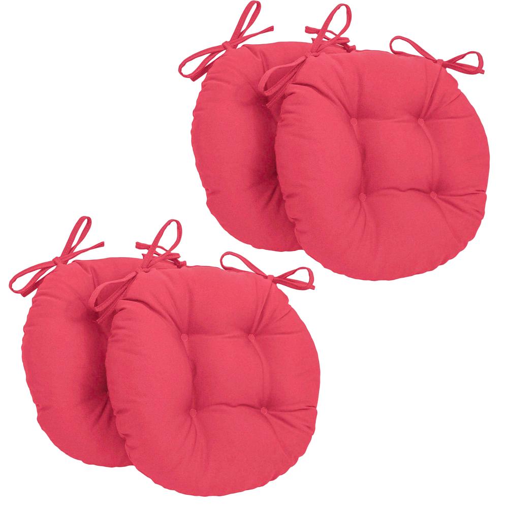 16-inch Solid Twill Round Tufted Chair Cushions (Set of 4). Picture 1
