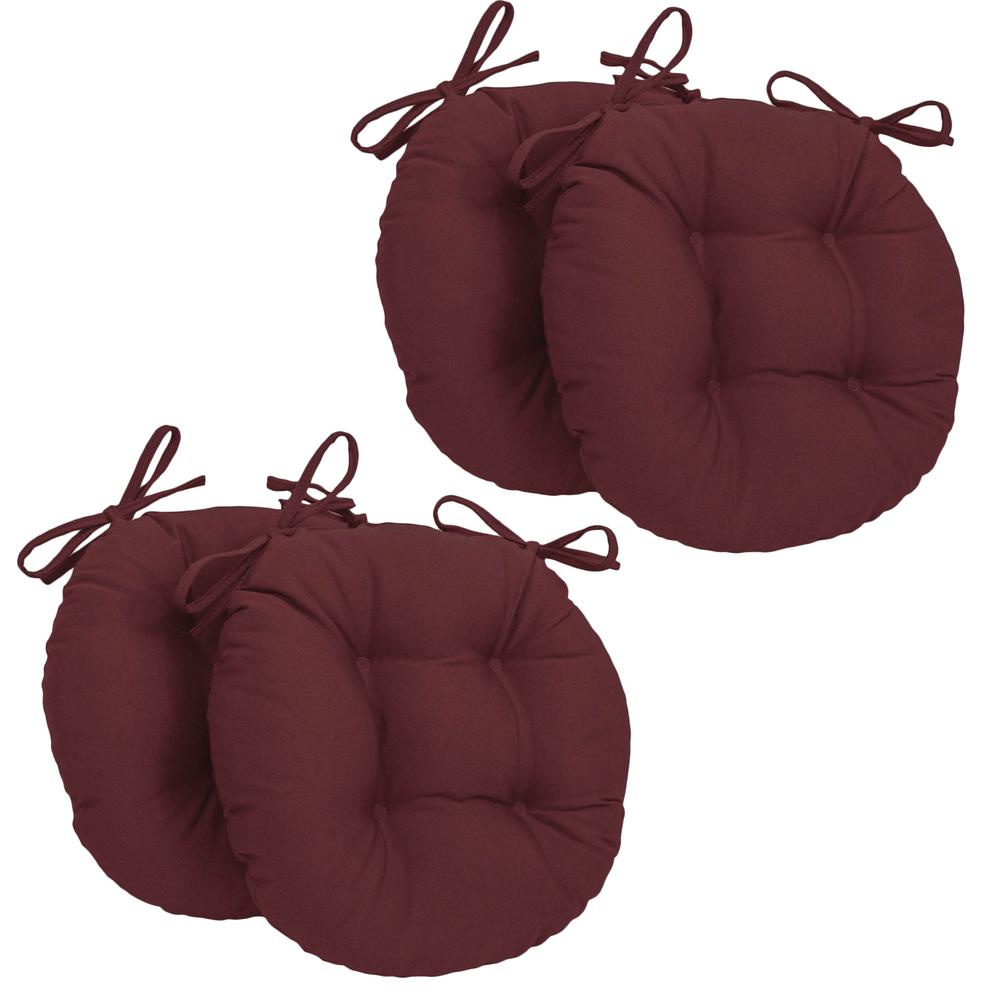 16-inch Solid Twill Round Tufted Chair Cushions (Set of 4). Picture 1