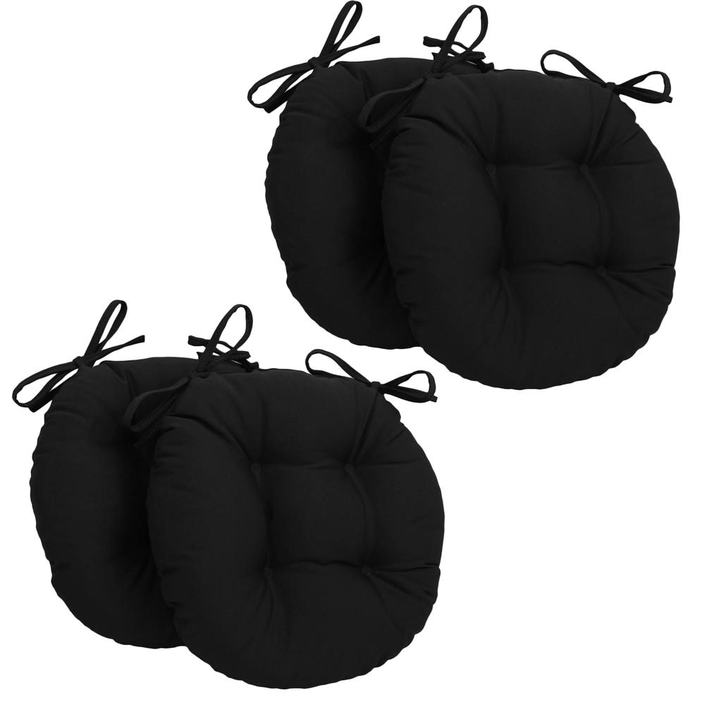 16-inch Solid Twill Round Tufted Chair Cushions (Set of 4). Picture 1