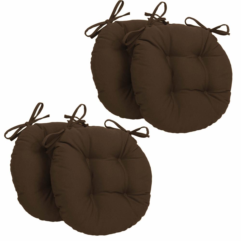 16-inch Solid Twill Round Tufted Chair Cushions (Set of 4). Picture 1