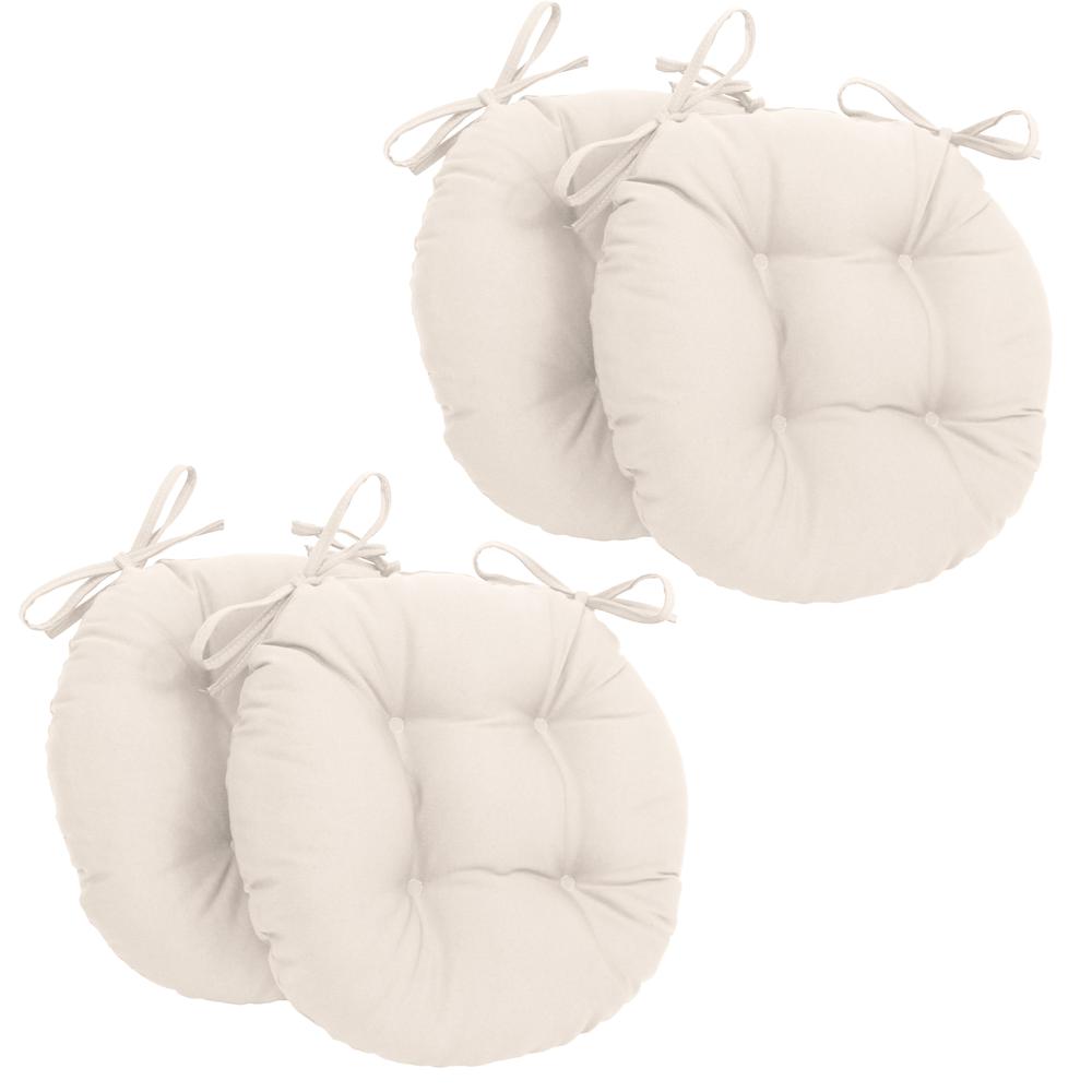 16-inch Solid Twill Round Tufted Chair Cushions (Set of 4). Picture 1