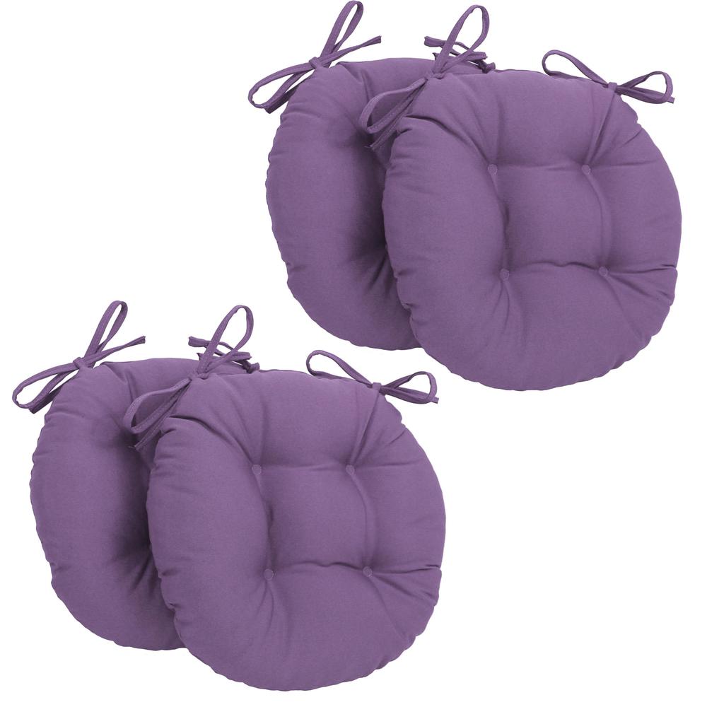 16-inch Solid Twill Round Tufted Chair Cushions (Set of 4). Picture 1