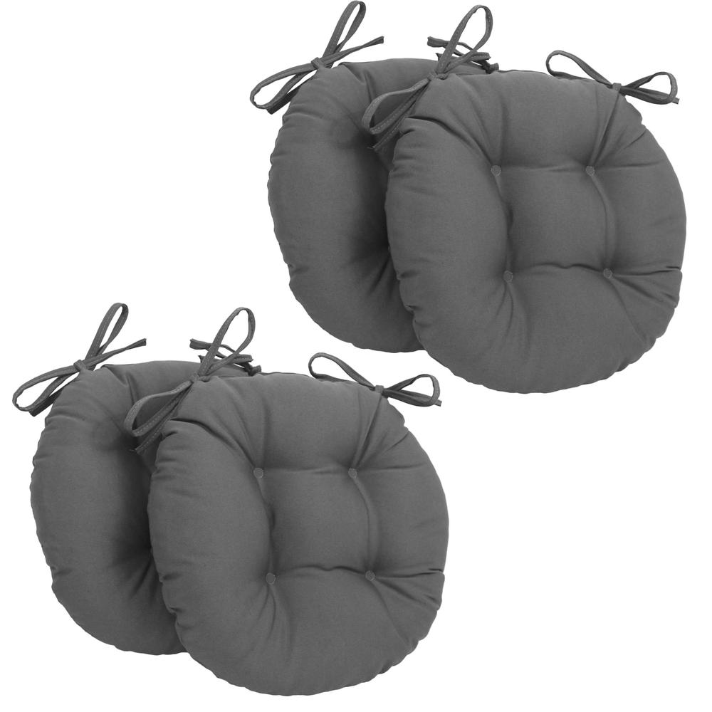16-inch Solid Twill Round Tufted Chair Cushions (Set of 4). Picture 1