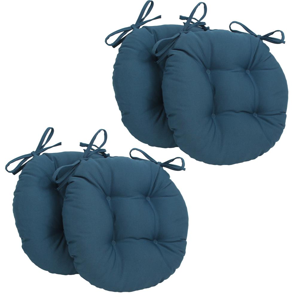 16-inch Solid Twill Round Tufted Chair Cushions (Set of 4). Picture 1